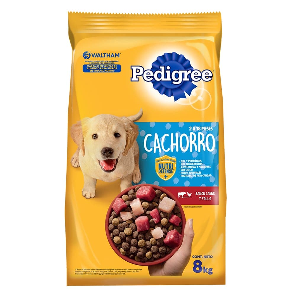 Alimento seco para cachorros sabor carne y pollo, 8 kg