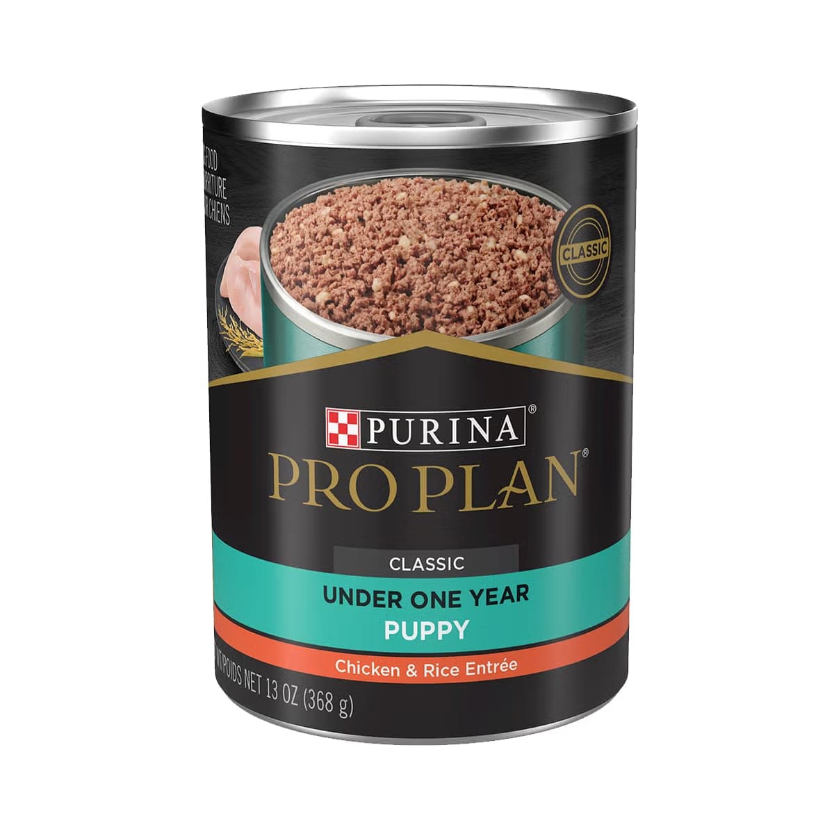Alimento húmedo en lata para cachorros, pollo y arroz, 368,5 g