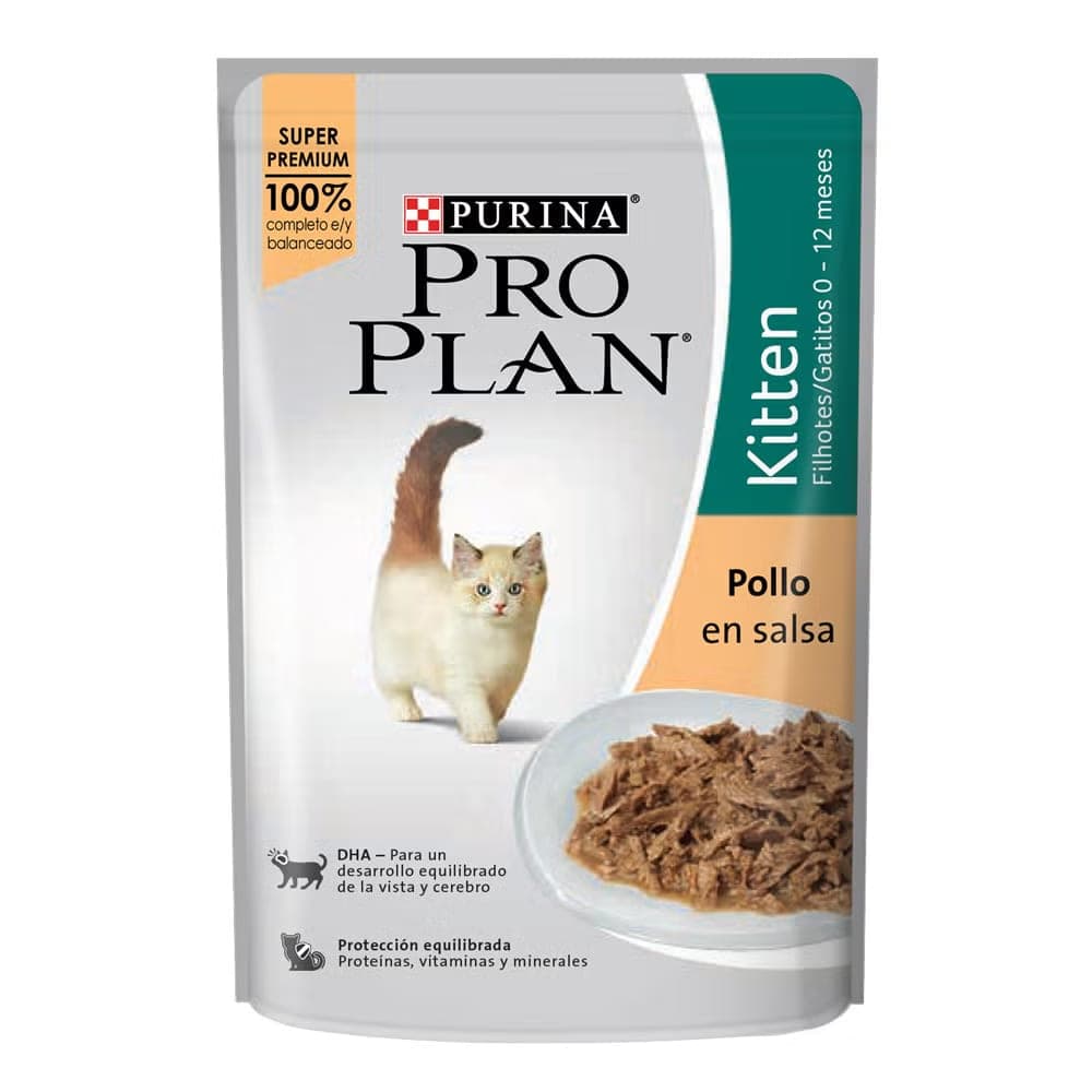 Alimento húmedo para gatitos de hasta 12 meses, pollo en salsa, sobre de 85 g