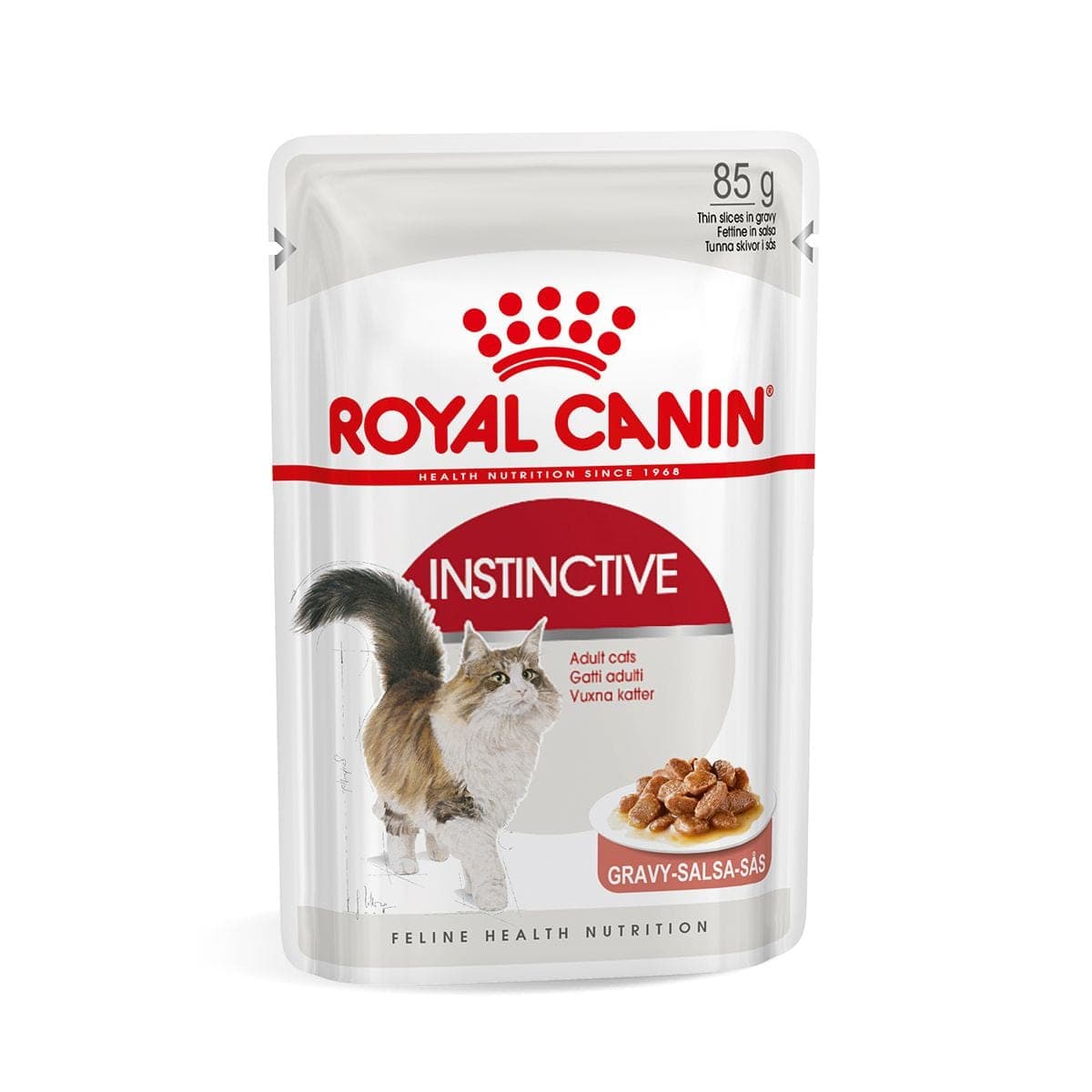 Alimento húmedo para gatos adultos Instinctive en salsa, sobre de 85 g