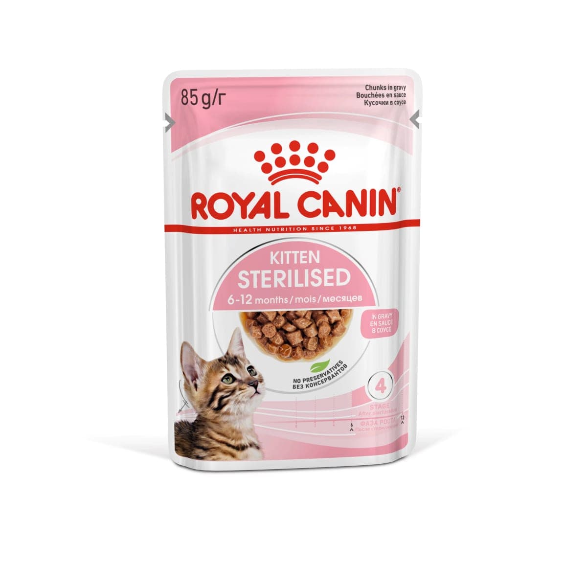 Alimento húmedo para gatitos esterilizados Kitten Sterilised en salsa, sobre de 85 g
