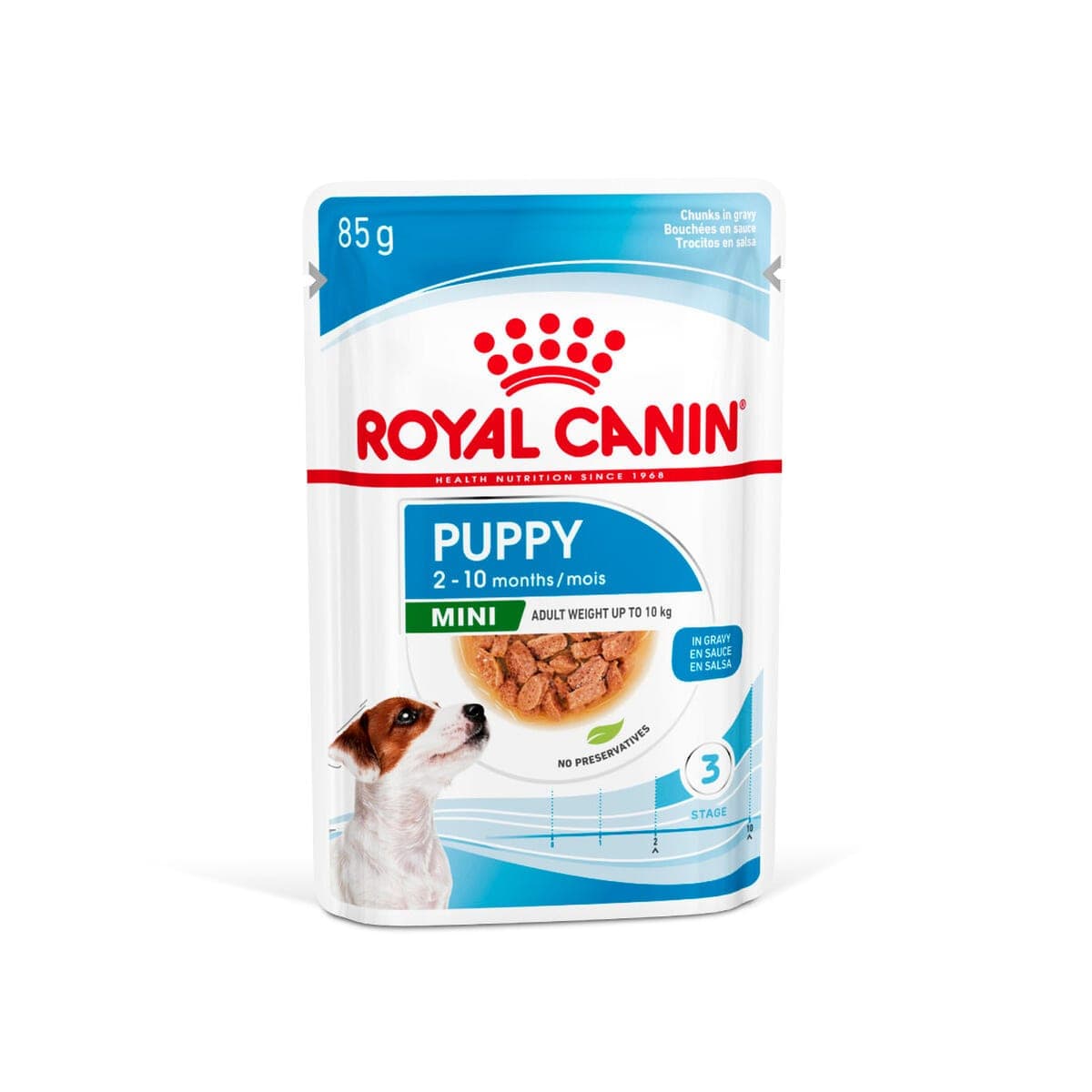 Alimento húmedo en sobre para cachorros de razas pequeñas Mini Puppy, 85 g