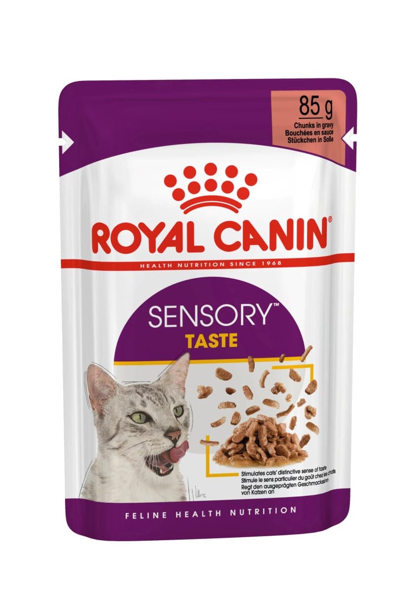 Alimento húmedo para gatos adultos Sensory Taste en salsa, sobre de 85 g