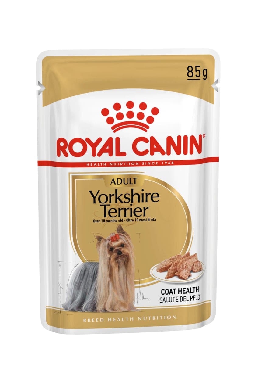 Alimento húmedo en sobre para perros adultos de raza Yorkshire Terrier, 85 g