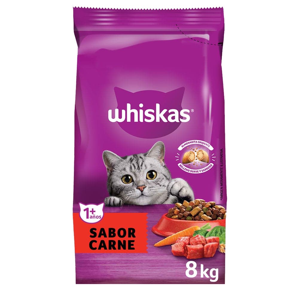 Alimento seco para gatos adultos sabor carne, 8 kg