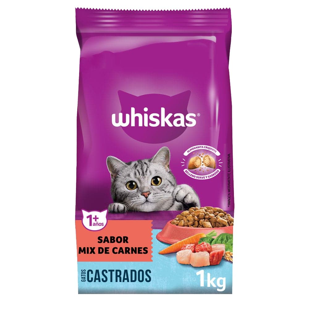 Alimento seco para gatos adultos castrados sabor mix de carnes, 1 kg