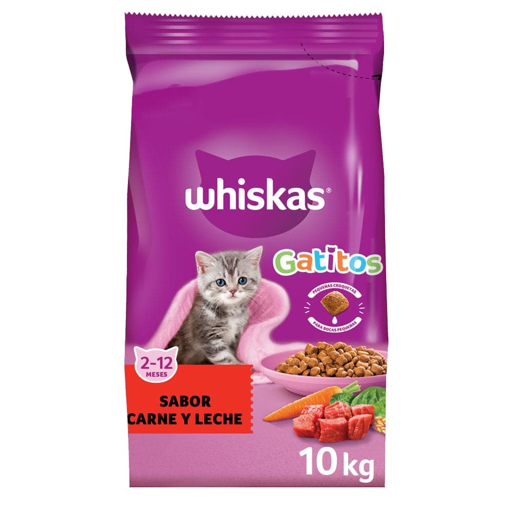 Alimento seco para gatitos sabor carne y leche, 10 kg