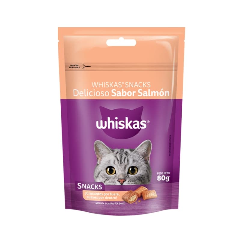 Snack crocante Whiskas Delicioso sabor salmón, 80 g