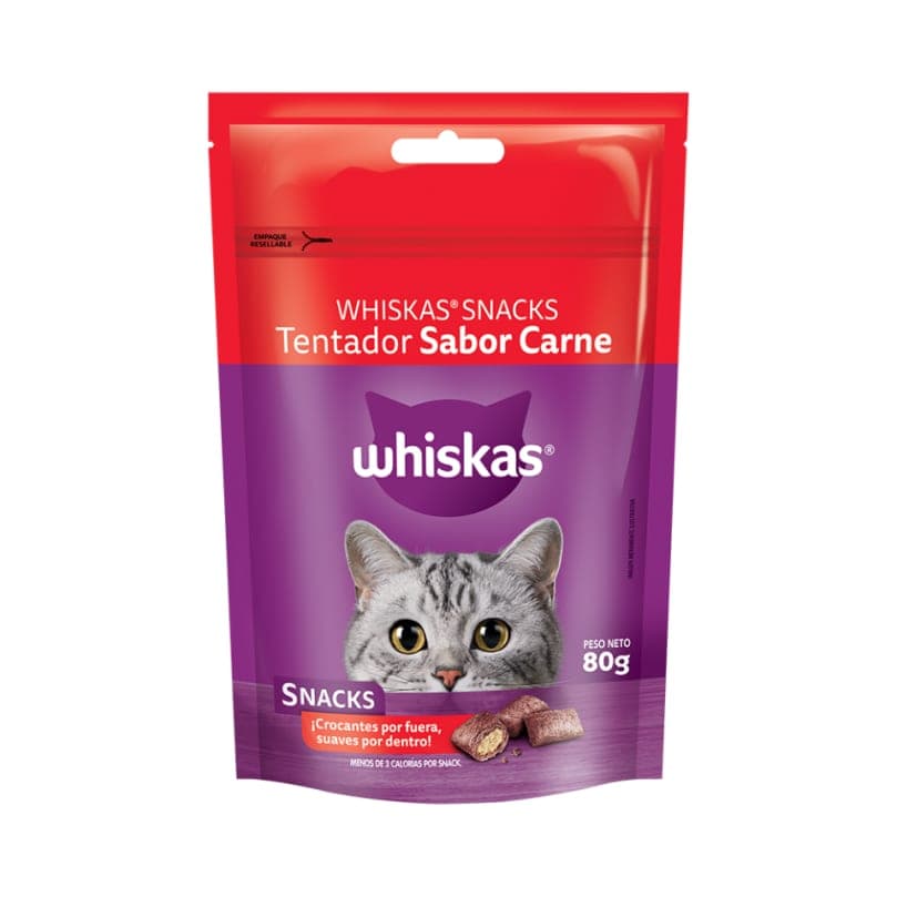 Snack crocante Whiskas Tentador sabor carne, 80 g